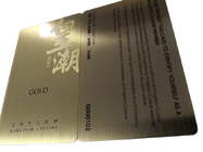 Brossez le carte de visite en métal d'acier inoxydable d'or avec le logo gravé à l'eau-forte