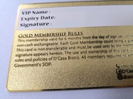L'or noir en métal a givré le membre de VIP que la signature de chèque-cadeau adaptent aux besoins du client