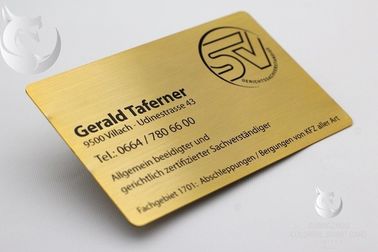 Cartes de visite professionnelle de visite en métal d'or de VIP Rose Advertisementing plaqué d'or gravé par coutume