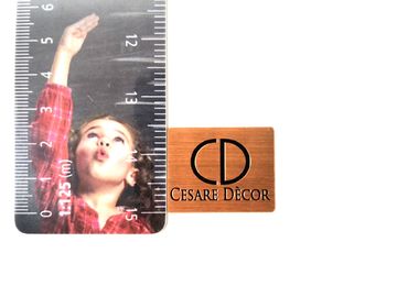 Le label de marque balayé par cuivre fait sur commande de taille étiquette le plat adhésif de plaque en métal gravé