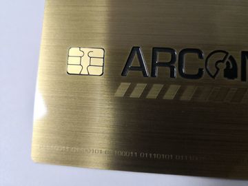 Carte de banque de puce d'IC de contact d'or en métal petite avec le panneau de signature de bande magnétique