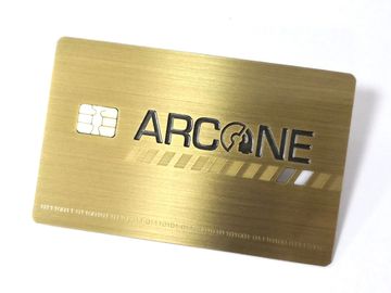 Carte de banque de puce d'IC de contact d'or en métal petite avec le panneau de signature de bande magnétique