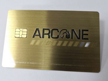 Carte de banque de puce d'IC de contact d'or en métal petite avec le panneau de signature de bande magnétique