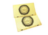 Coupe plaquée latérale simple d'or d'acier inoxydable de carte d'adhésion en métal par la couleur d'impression de Silkscreen des textes gravure à l'eau forte de logo